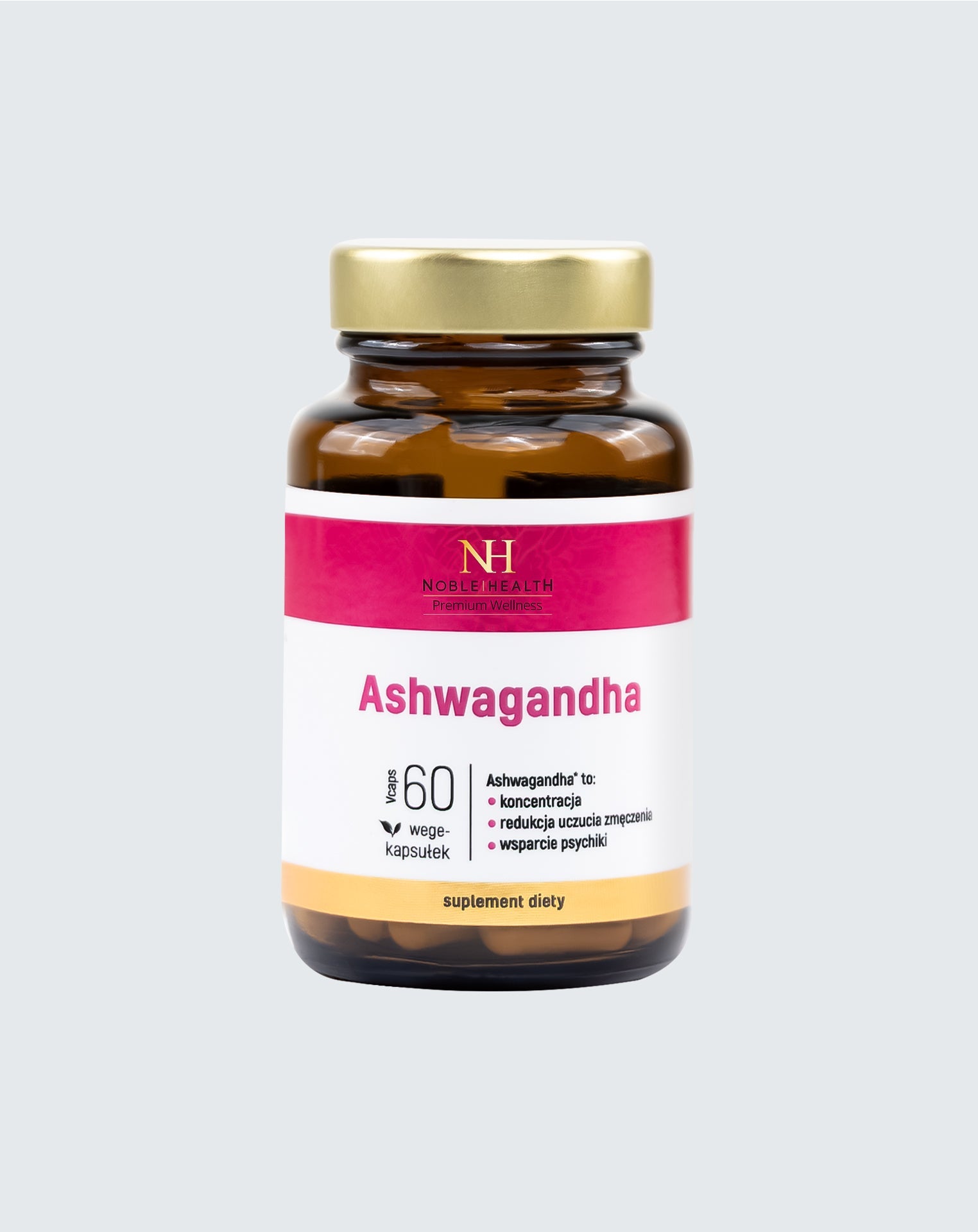 Ashwagandha Noble Health vegan 60 unidades de ginseng indiano para estresse de memória