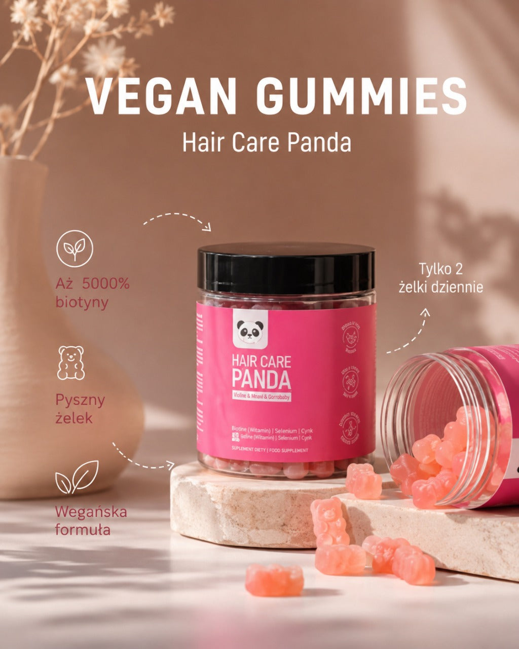 Gomas Veganas - Panda para Cuidados com os Cabelos