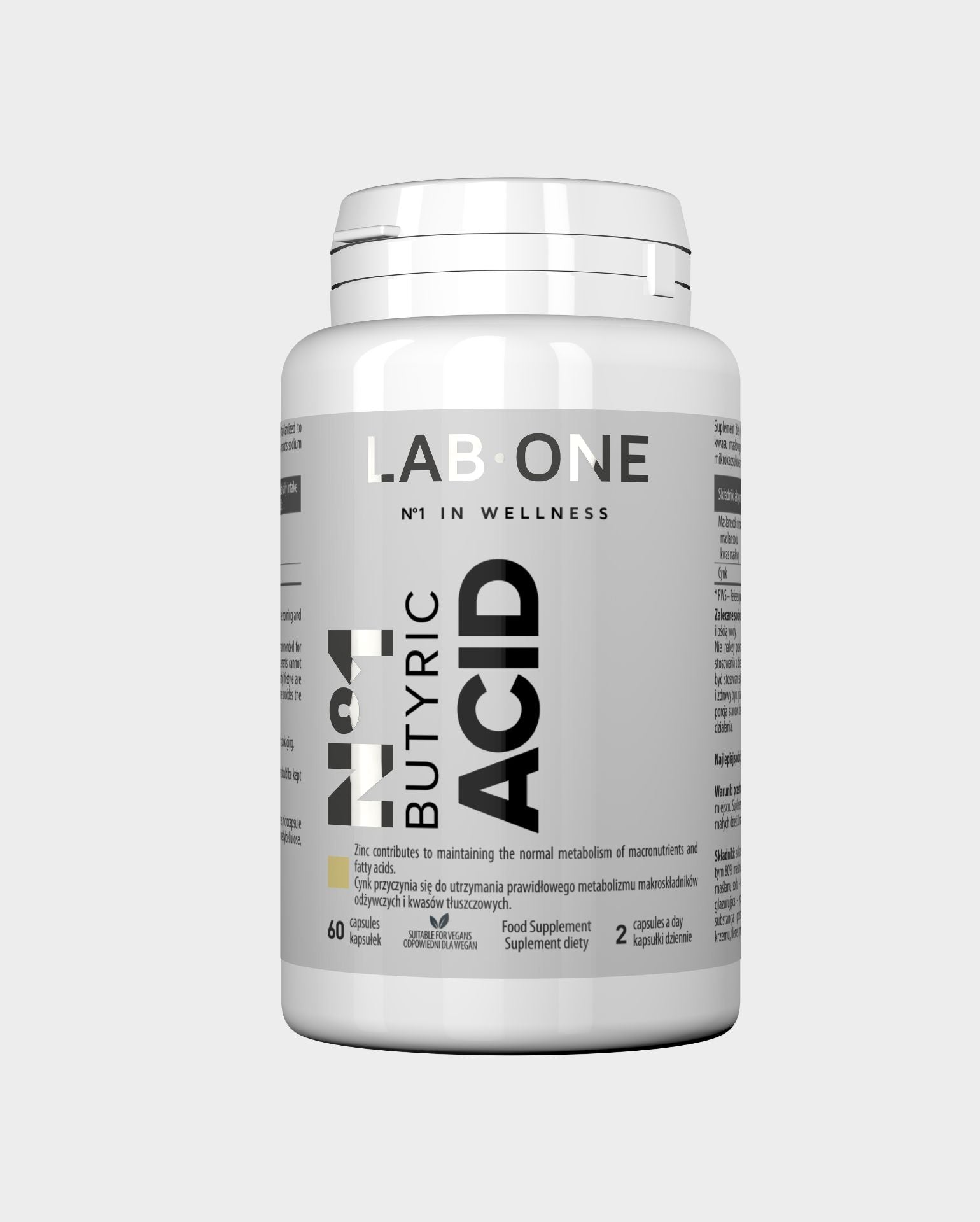 LAB ONE ÁCIDO BUTÍRICO BUTY DE SÓDIO taxa de digestão intestinal IBS 60 cápsulas de ácido butírico